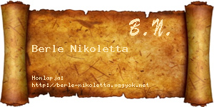 Berle Nikoletta névjegykártya